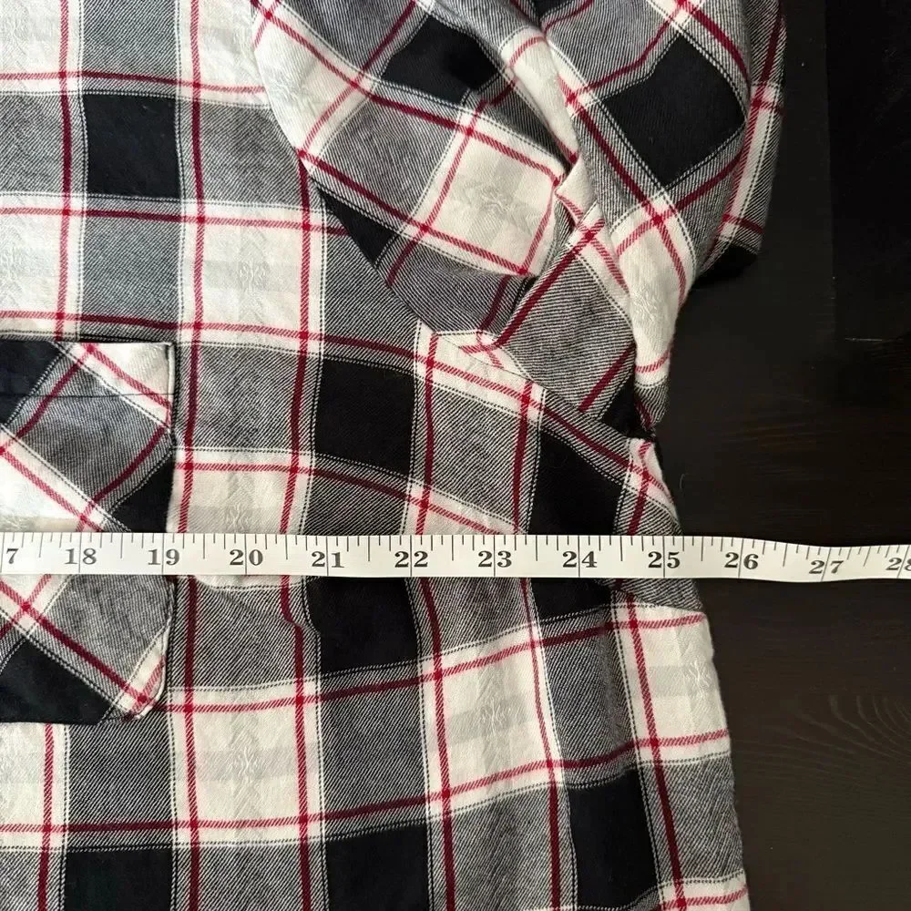 Catherines Top Womens Sz 1x Plaid Flannel Button Up Long Sleeve Casual Office
